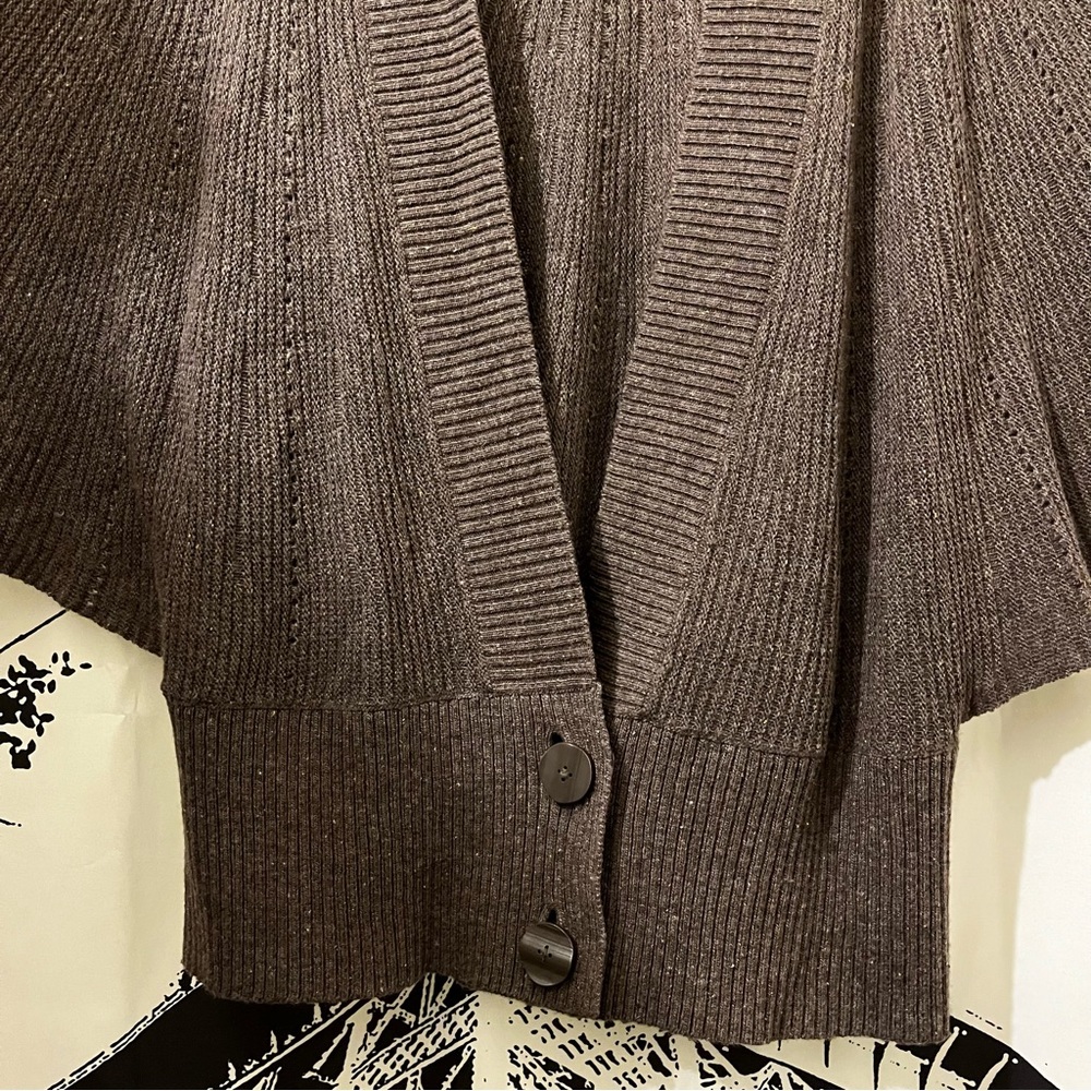 Moth Cardigan Sweater Wide Bell Sleeves 2 Button Closure Boho Festival Brown XL - Picture 3 of 12